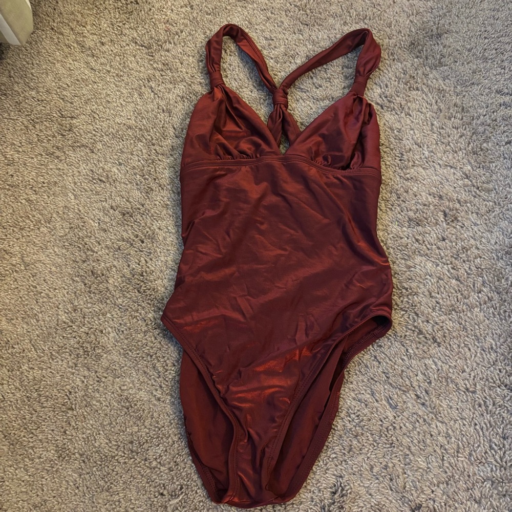 Anne Klein Deep Red Swimsuit